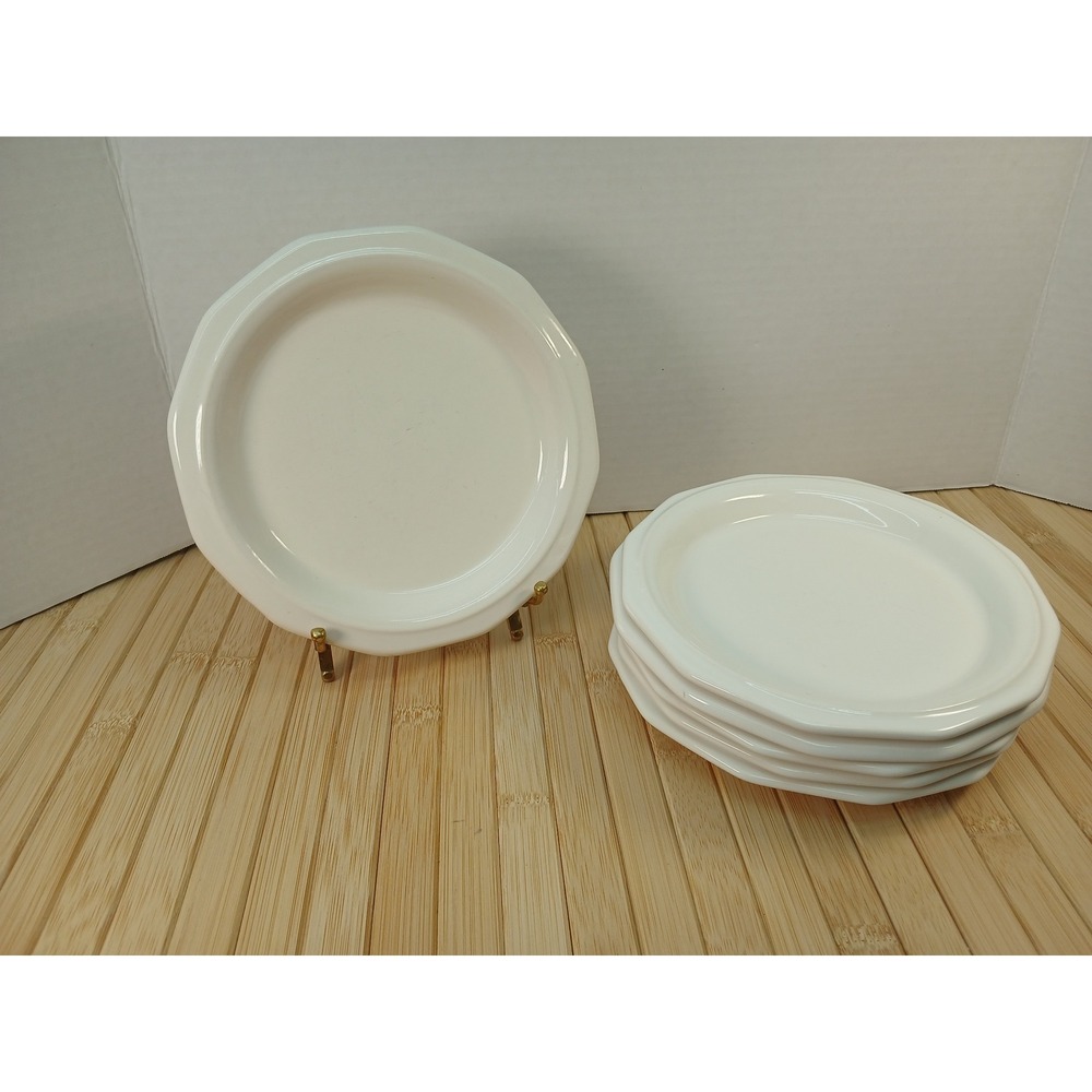 Pfaltzgraff Heritage White Octagonal Dessert Bread Plates Set of 6 Stoneware 7"